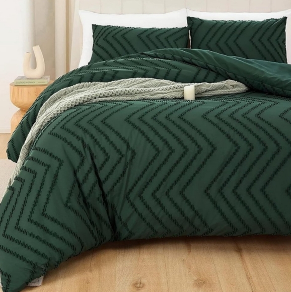 Lavender Gray Chevron Tufted Boho King Size Zigzag Comforter Shams Set Bedding - Picture 14 of 14